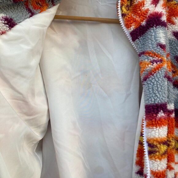 Vibrant Aztec/Tribal Fleece Sherpa Full Zip, High Neck Jacket - Picture 2 of 5